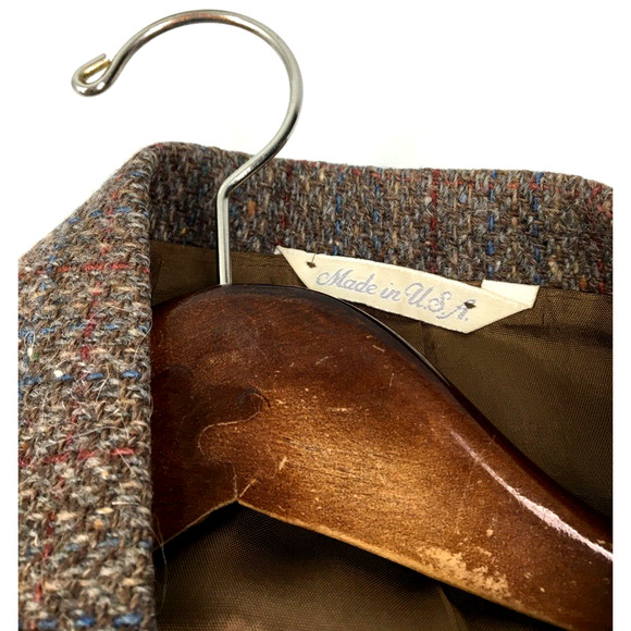 44R Levis USA Mens Vintage Pure Wool Tweed 2 Button Blazer Sport Coat Moss Brown - Picture 9 of 12